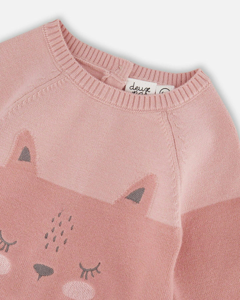Knitted Bi-Color Romper Old Pink