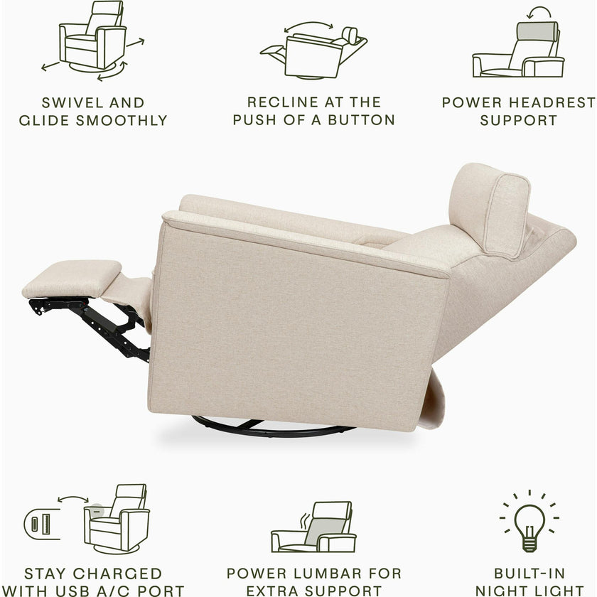 Willa Pro Power Glider Recliner w/ Power Lumbar in Performance Beach Eco-Weave