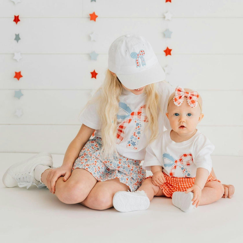 Patchwork Bow Patch Baseball Hat - White