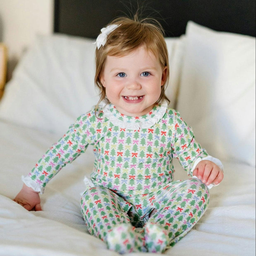 Lucy Girls' Romper - Tree Topper Bows