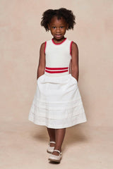 Mini Lisbon Dress in Ivory & Firework Red