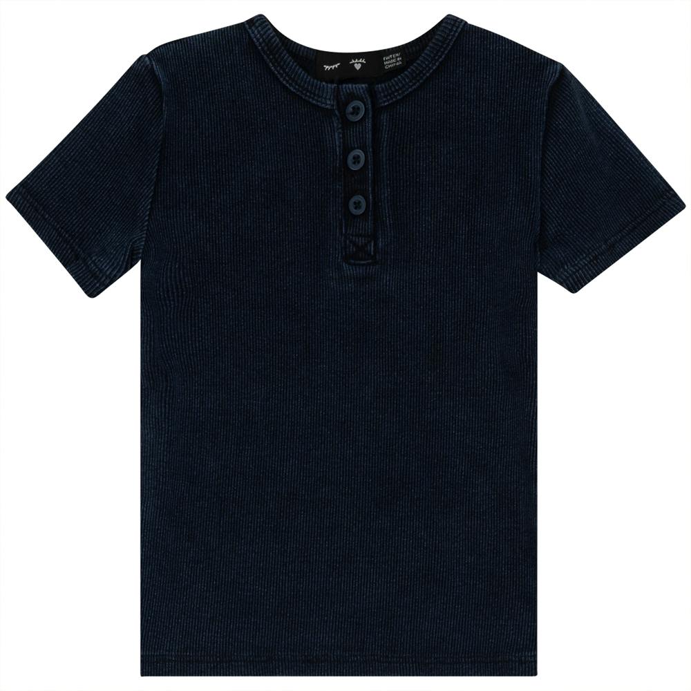 Wash Denim Henley T- Shirt
