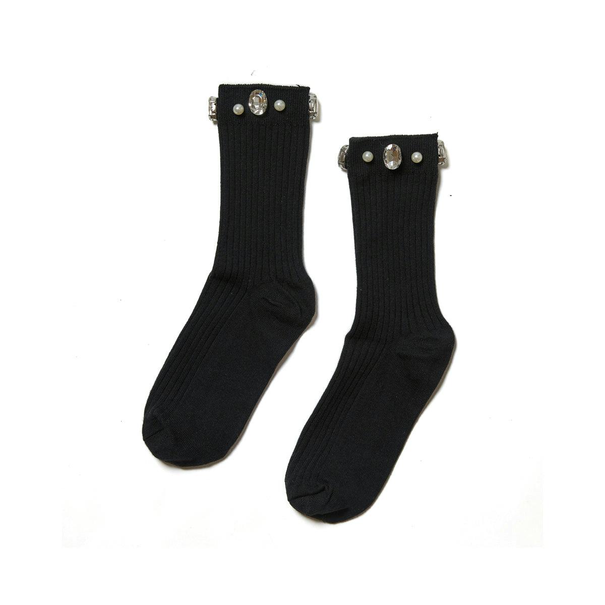 Crystal Ribbed Crew Socks