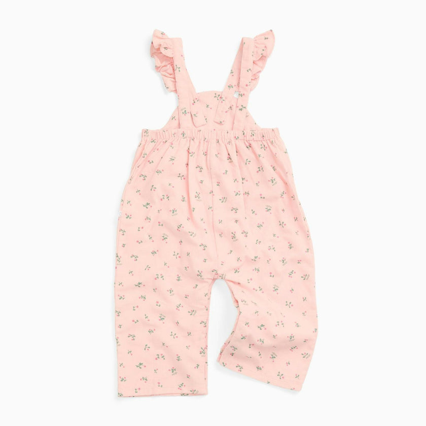 Floral Frilled Soft Corduroy Overalls