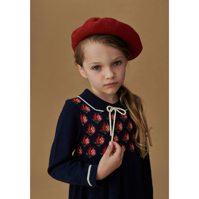 Navy Pomegranate Merino Girl Knitted Dress