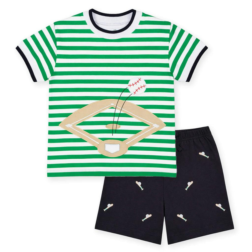 Knit Short Set With Baseball Field