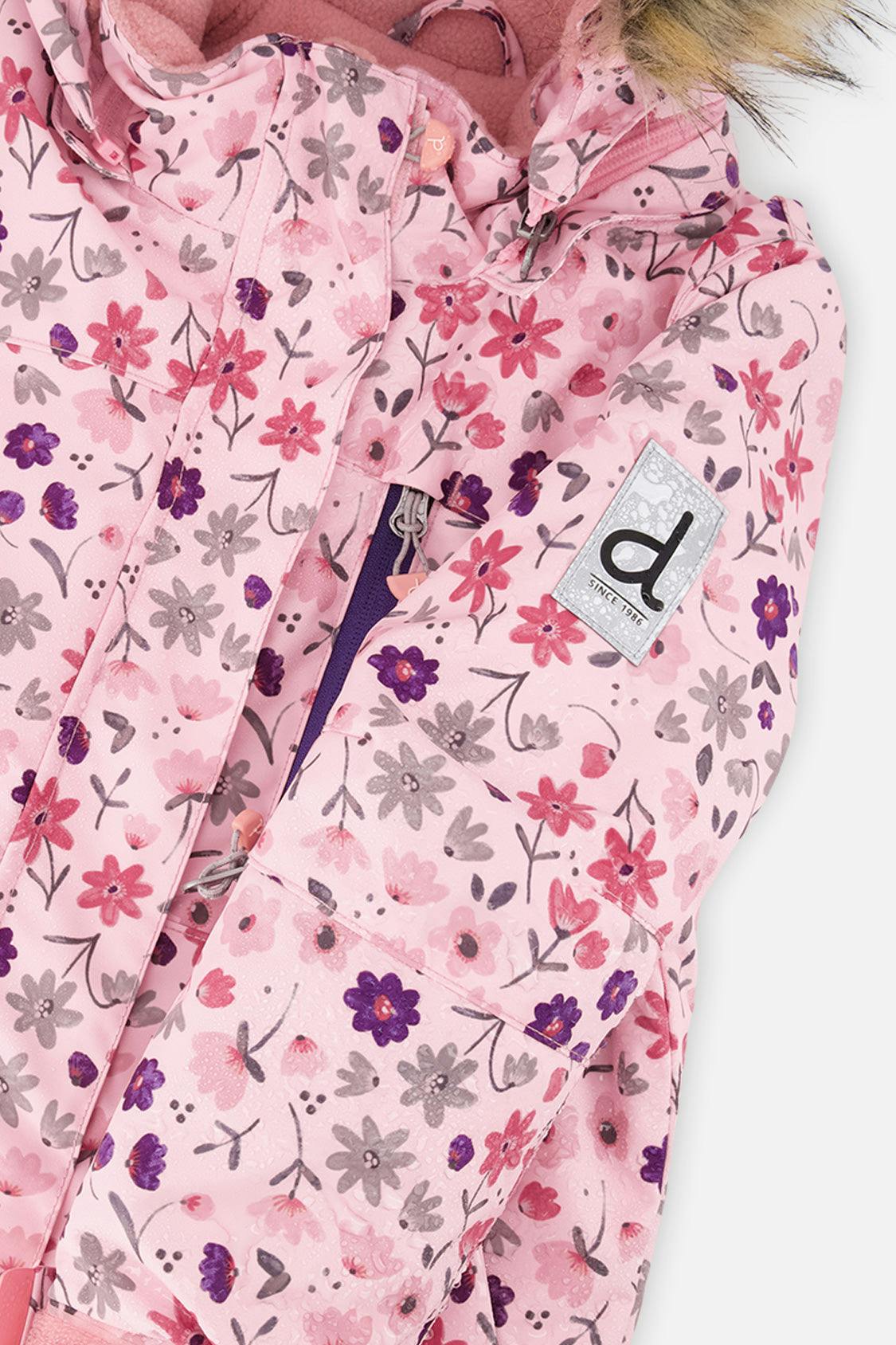 Two Piece Play Snowsuit Pink Mini Flower Print