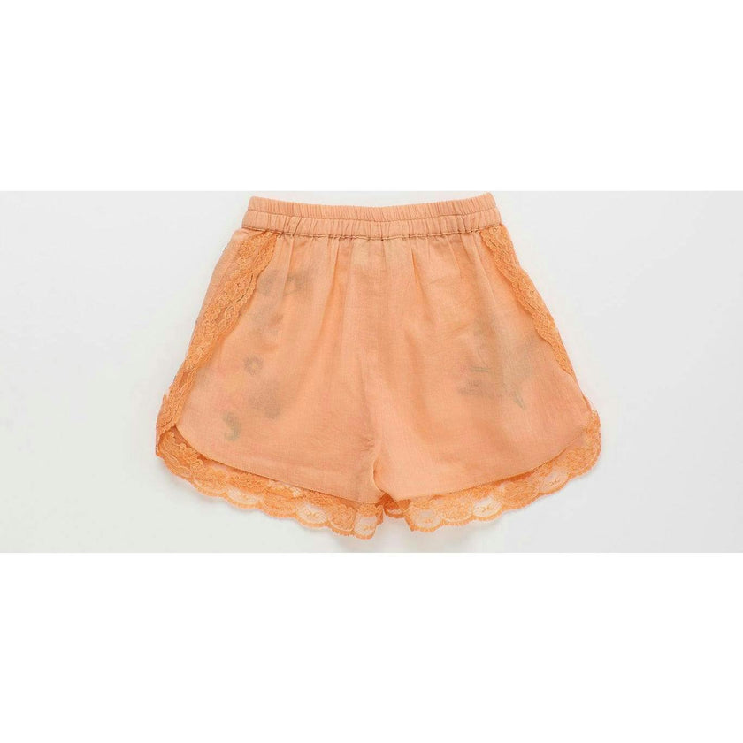 BIRDS EMBROIDERED SHORTS PEACH