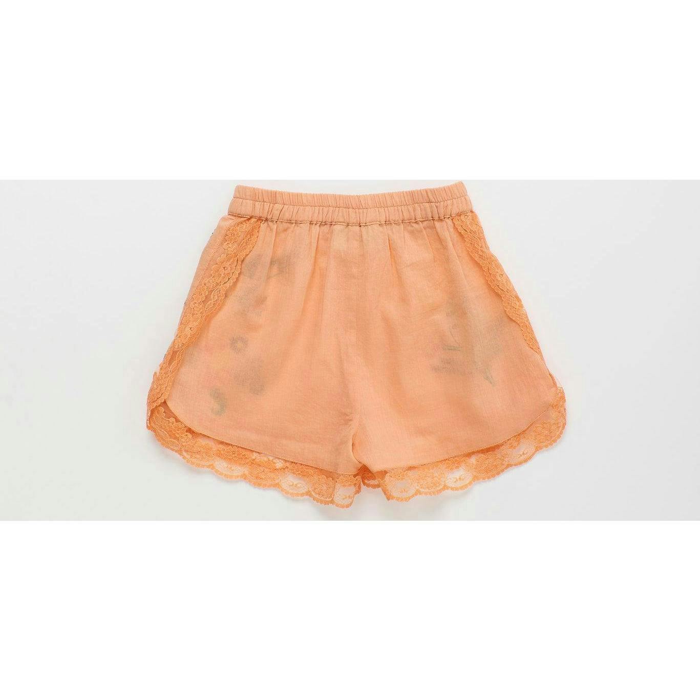 BIRDS EMBROIDERED SHORTS PEACH