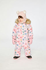 Baby One Piece Snowsuit Adapted For Car Seats Pink Floral Print