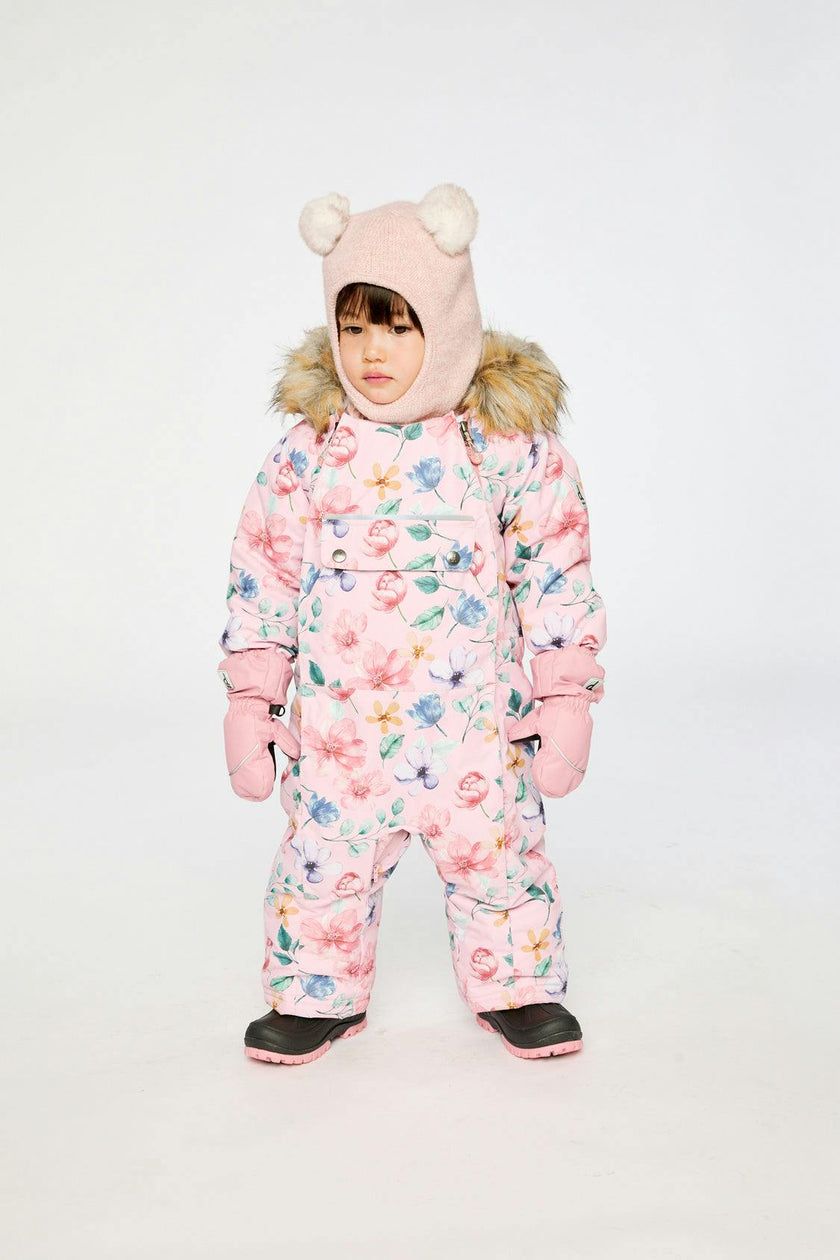Baby One Piece Snowsuit Adapted For Car Seats Pink Floral Print