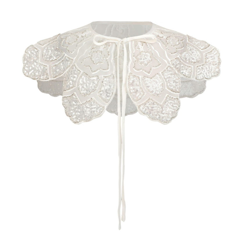 White Floral Embroidered Stole