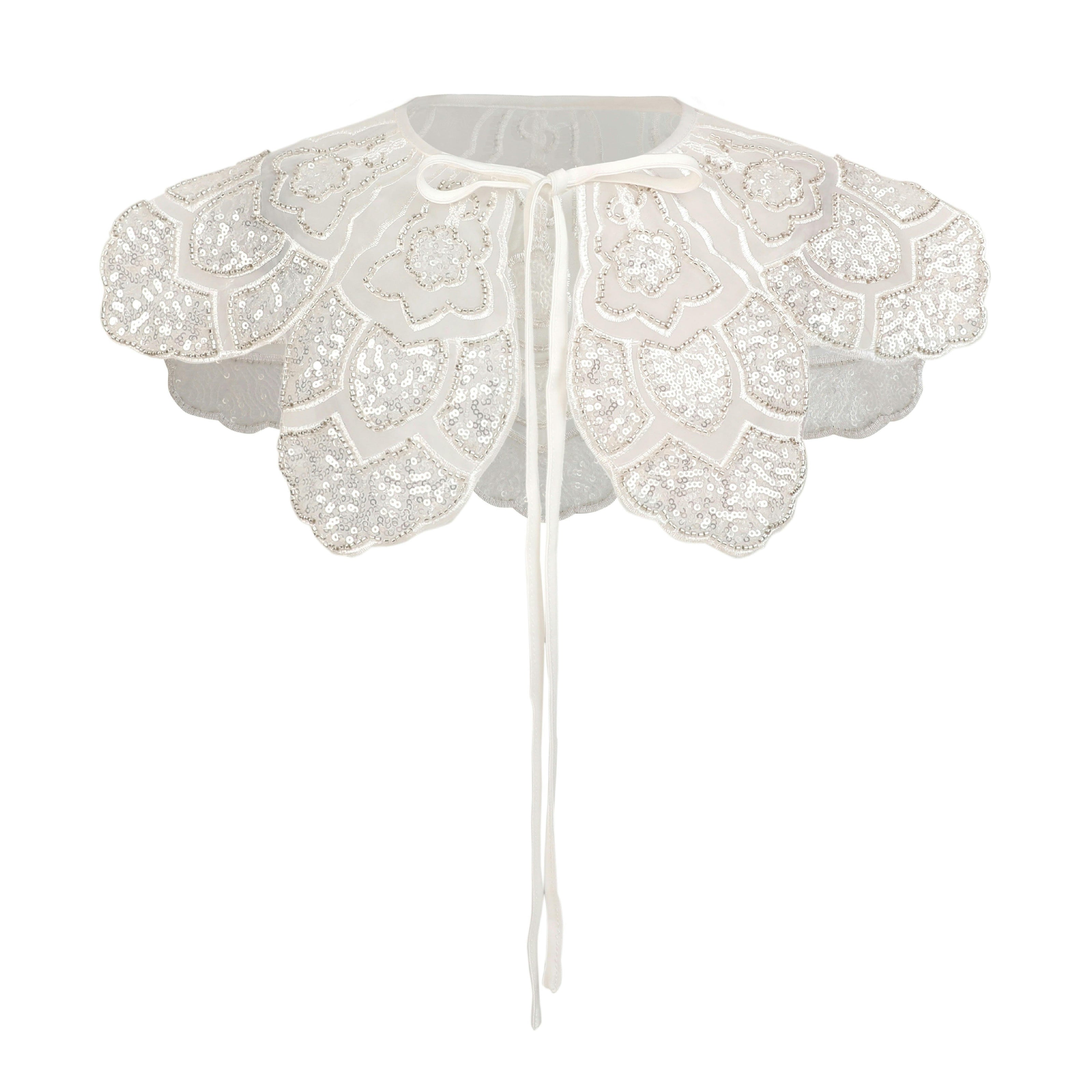 White Floral Embroidered Stole