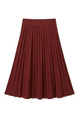Waffle Textured Crinkle Pleated Skirt