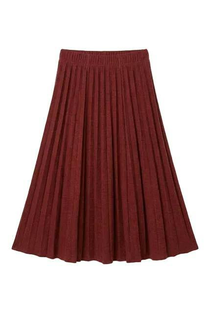 Waffle Textured Crinkle Pleated Skirt