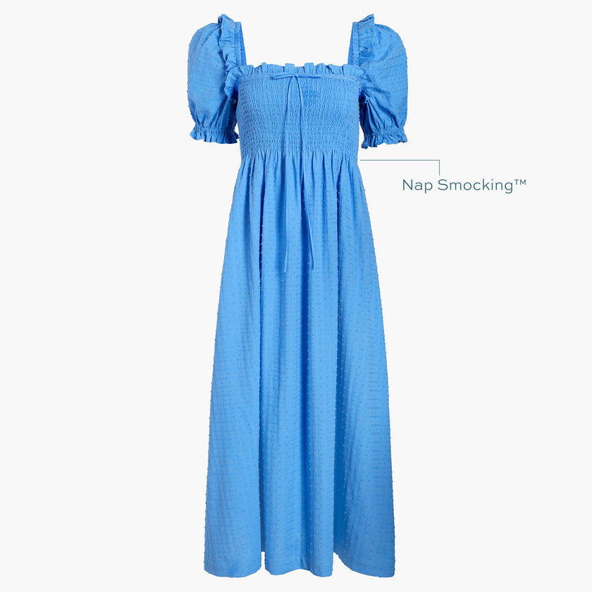 The Scarlett Nap Dress - Hydrangea Blue Textured Clip Dot