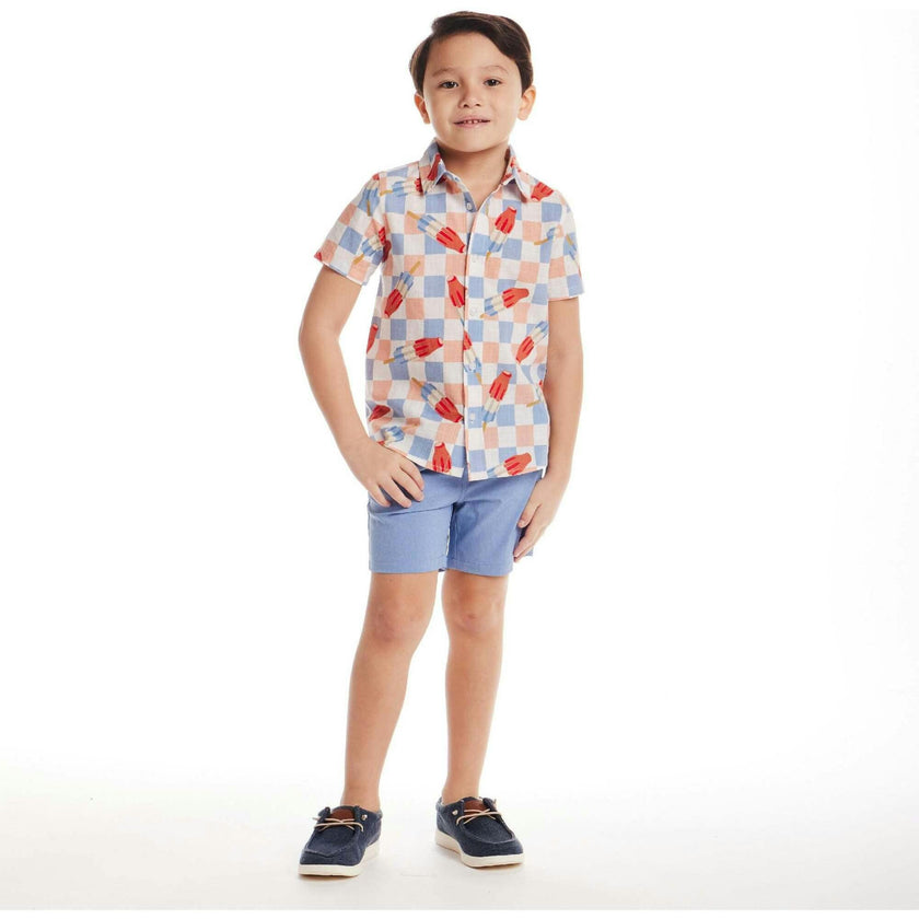 Kids Crosshatch Checkered Pop Buttondown