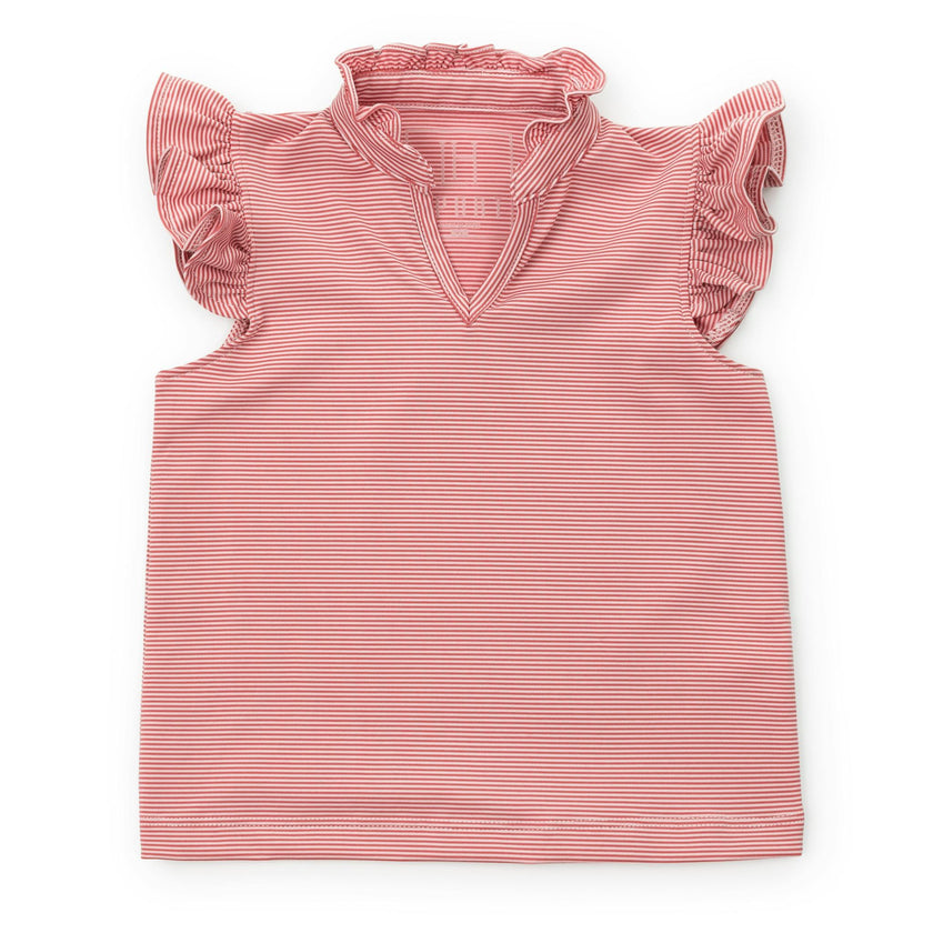 Ellie Girls' Sleeveless Performance Top by LH Sport Red Stripes (Past Season)
