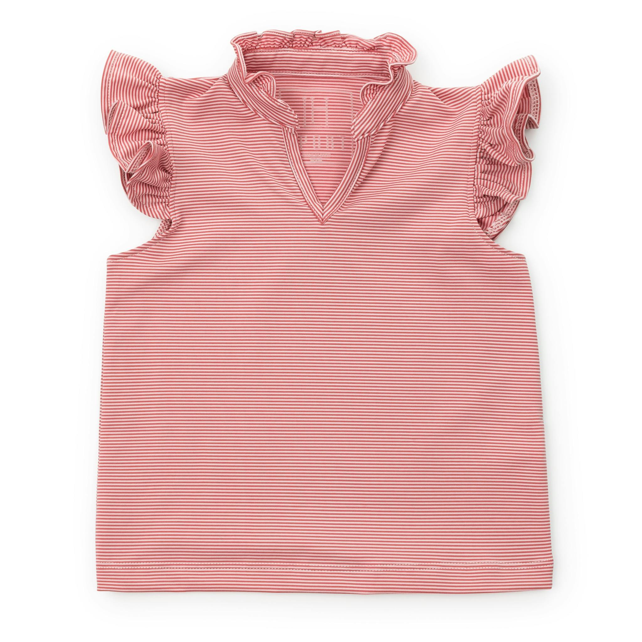 Ellie Girls' Sleeveless Performance Top by LH Sport Red Stripes (Past Season)