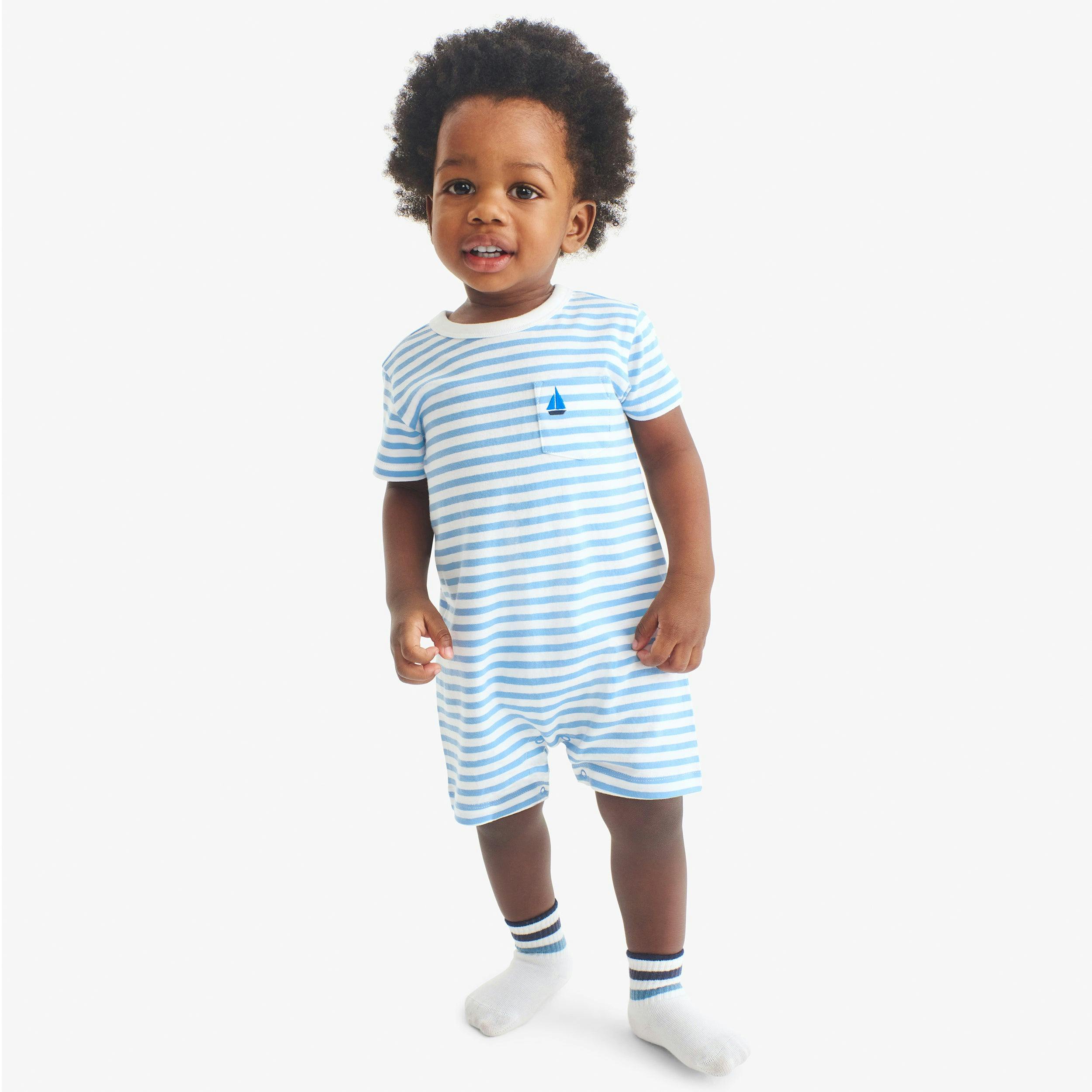 Baby embroidered stripe pocket shortie