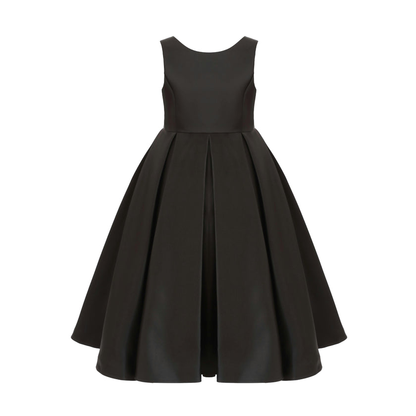 Black Redwooda Satin Bow-Back Dress