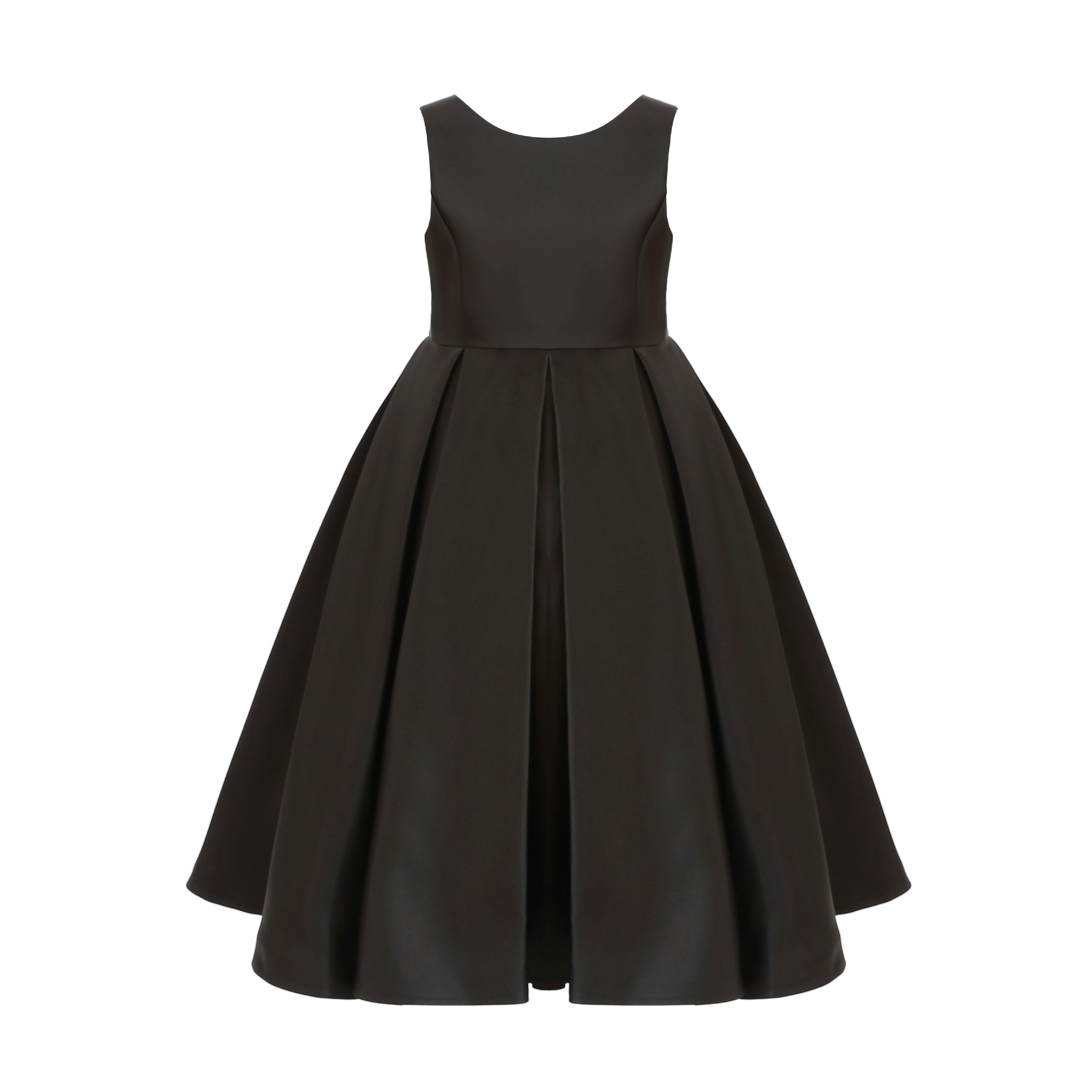 Black Redwooda Satin Bow-Back Dress