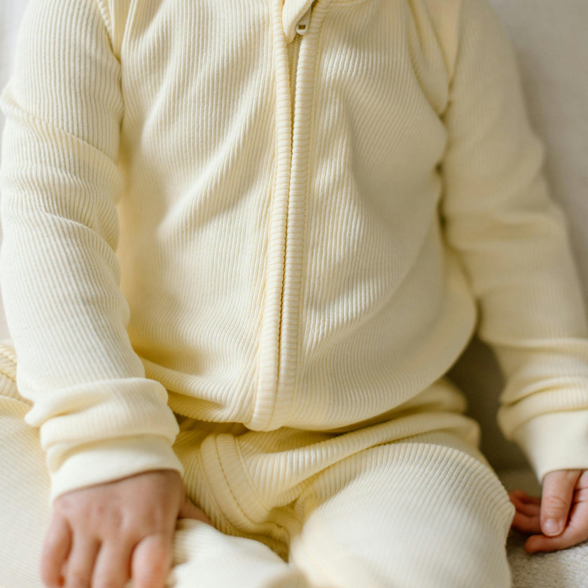 Kit Ribbed Zipper Sleeper Dario Stripe/Oat