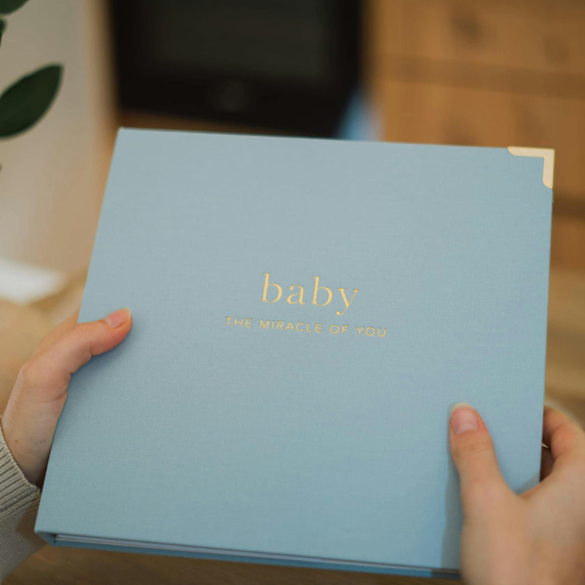 Keepsake Baby Memory Book for Boys and Girls - Timeless First 5 Year Baby Book - Linen Journal Scrapbook & Photo Album - Record Every Milestone Birth to Age 5