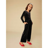 Just for Kicks Velour Jumpsuit, Black