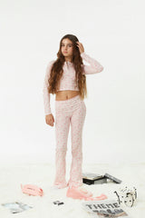 Peyton Pink on Pink Thermal Wide Leg Pants