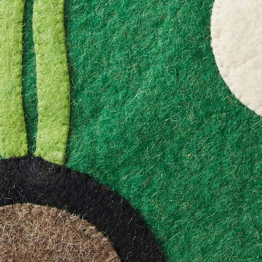 Kids Green Race Car Hand Felted Wool Christmas Stocking