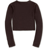 Organic Cropped Scallop Edge Sweater Cardigan, Brown