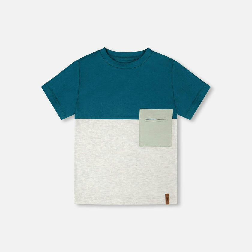 Organic Cotton Colorblock Jersey T-Shirt With Chest Pocket