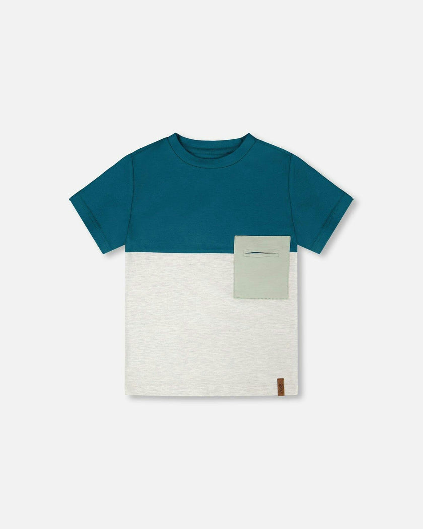 Organic Cotton Colorblock Jersey T-Shirt With Chest Pocket