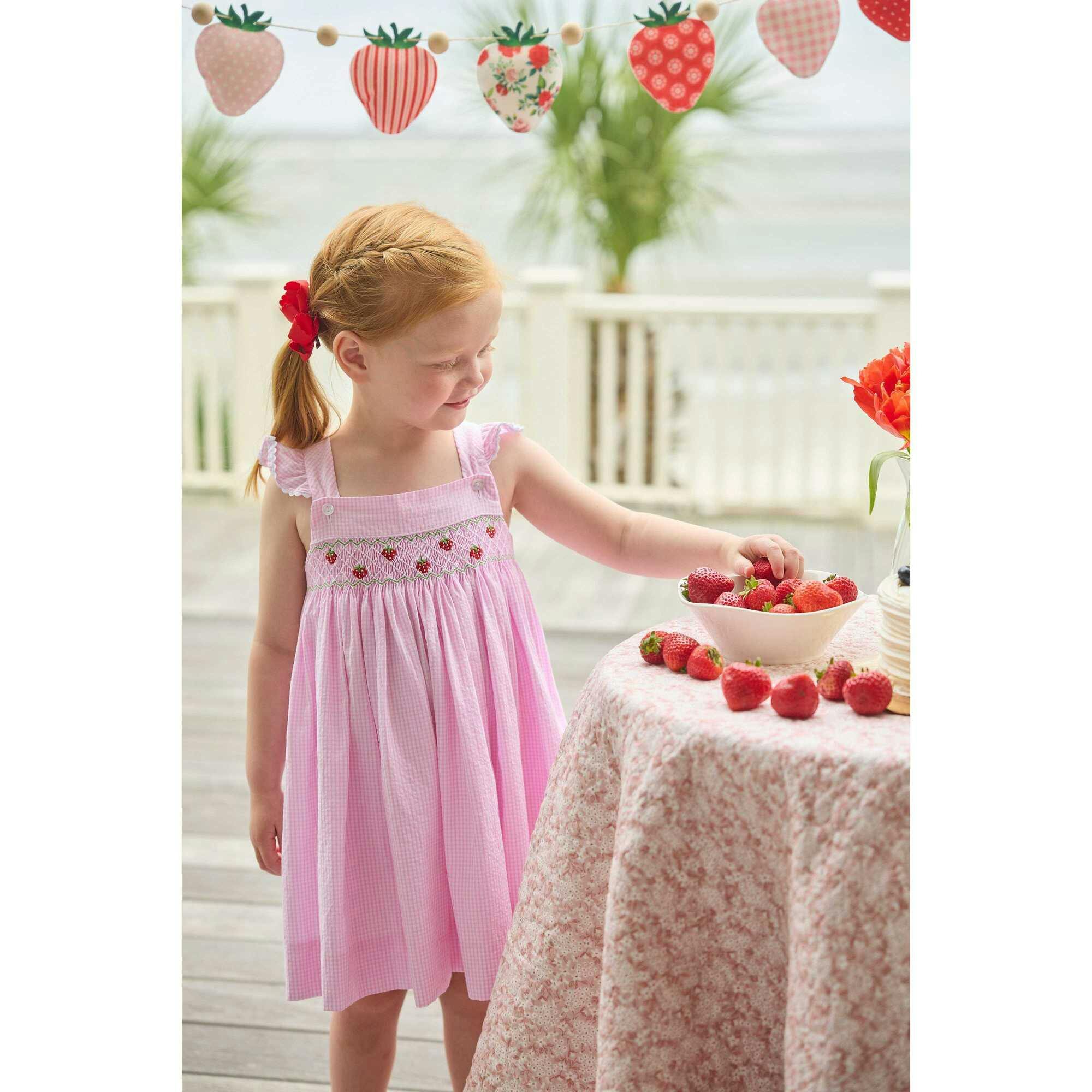 Smocked Lizzy D Dress - Strawberries