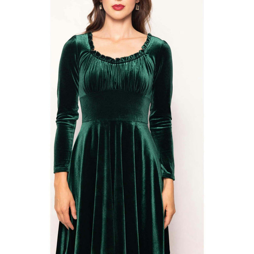 Cypress Dress in Green Velvet