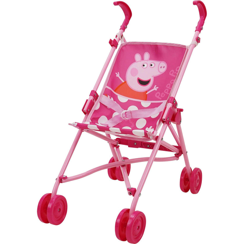 Peppa Doll Umbrella Stroller - Pink & White Dots