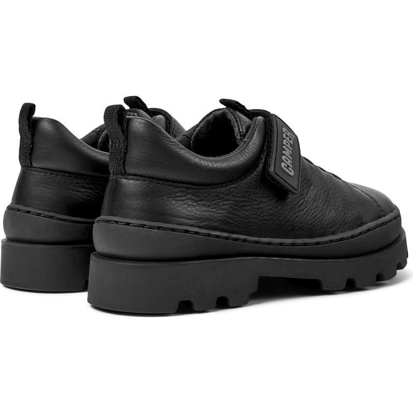 Brutus Velcro Strap Leather Sneakers, Black
