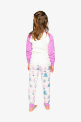 Organic Cotton Two Piece Pajama Set Pink Tree Print