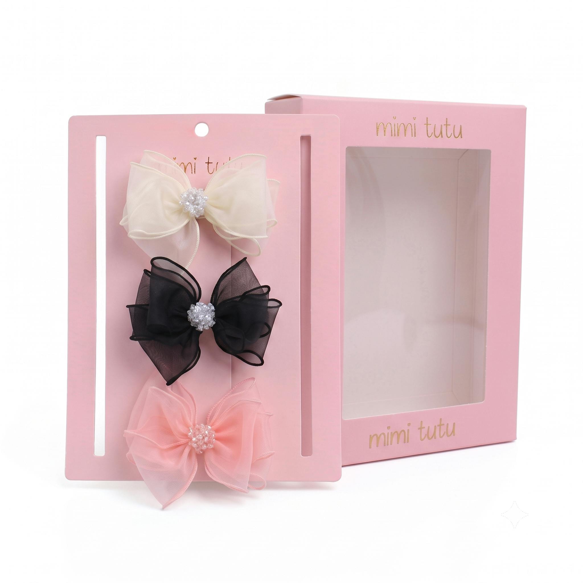 Multicolor Crystal Accent Bow Set