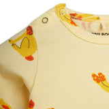 MINI RODINI Vintage Rabbits Baby Pajamas - Yellow