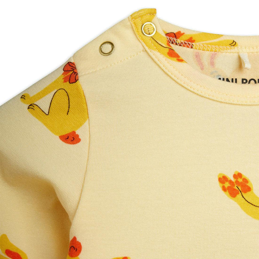 MINI RODINI Vintage Rabbits Baby Pajamas - Yellow
