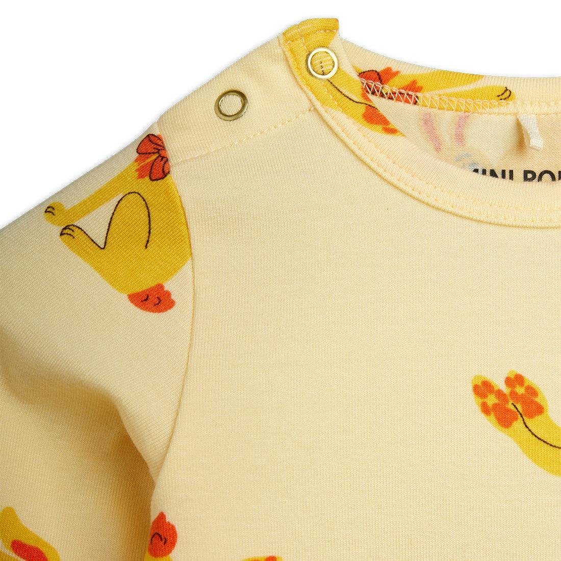MINI RODINI Vintage Rabbits Baby Pajamas - Yellow