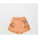 BIRDS EMBROIDERED SHORTS PEACH
