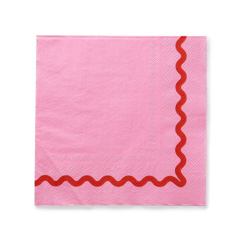 Packed Party Rainbow Ric Rac Assorted Lunch Napkins 20ct - Multicolor Ric Rac Detail 3-Ply Napkins in 5 Bold Color Combinations