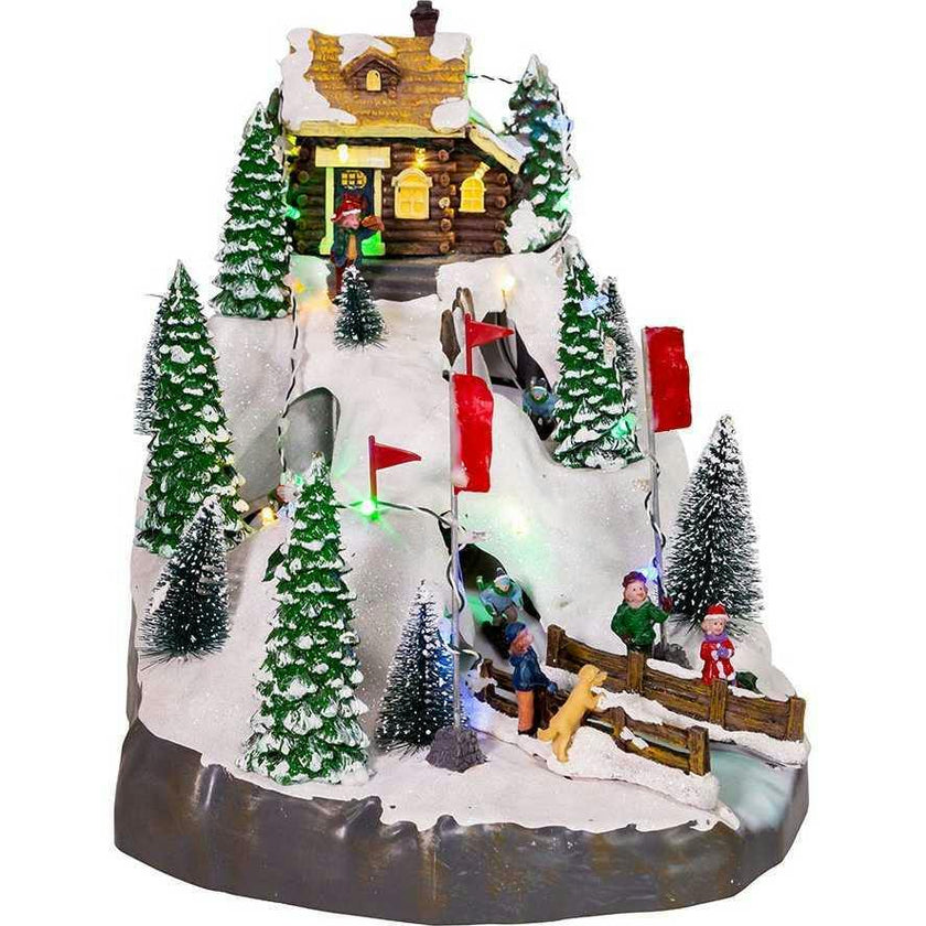 Motion LED Christmas Skiing Village