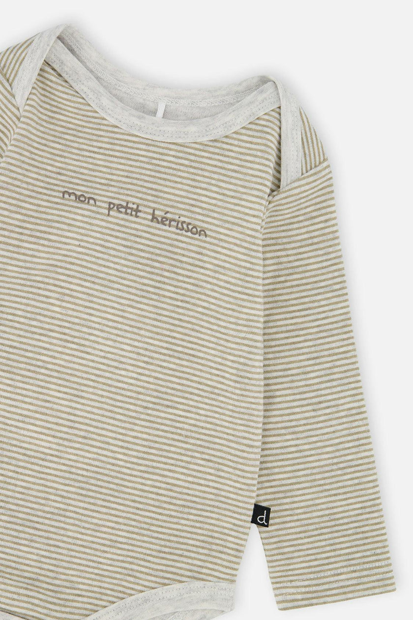 Organic Cotton Onesie Brown And White Stripes