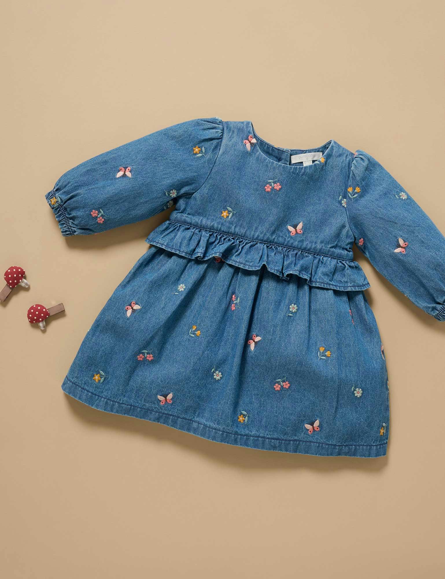 Denim Embroidered Dress Ladybird Broderie