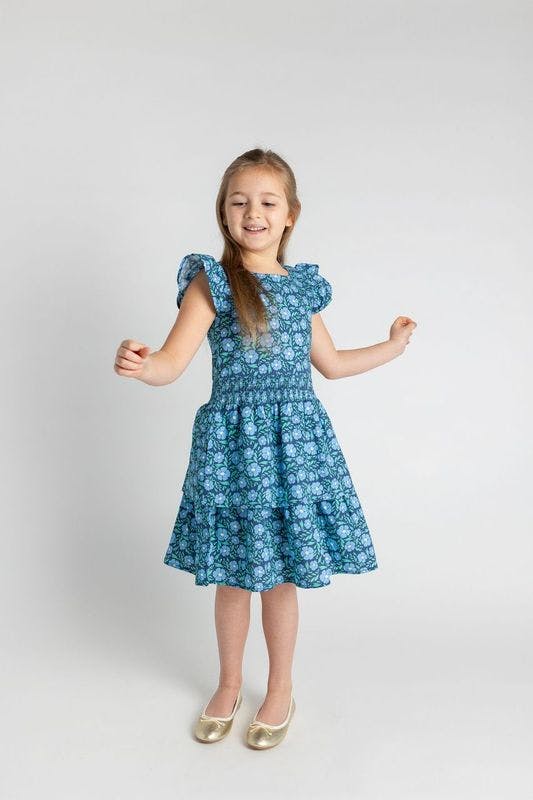 Floral Print Dress W/Waist Ruching