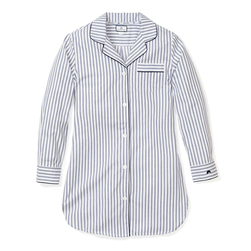 Women's Twill Nightshirt in Navy French Ticking